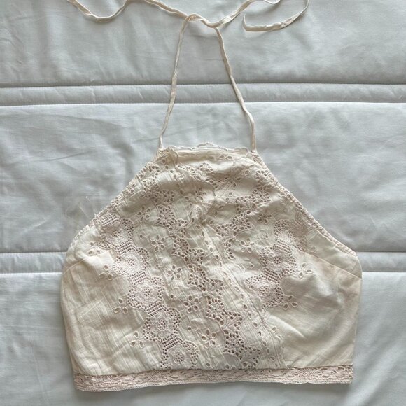 American Eagle Outfitters Women's Cream Crop-top - Picture 1 of 5